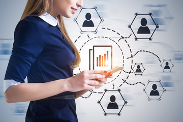 Poster - Businesswoman with phone, document management