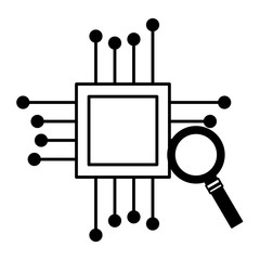 Canvas Print - motherboard circuit processor magnifying glass