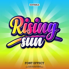 Fototapete - rising sun colorful text effect with sun brust background