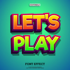 Fototapete - let's play 3d color full game logo text effect