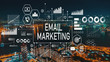 © Tierney - Email marketing with aerial view of  city skylines at night