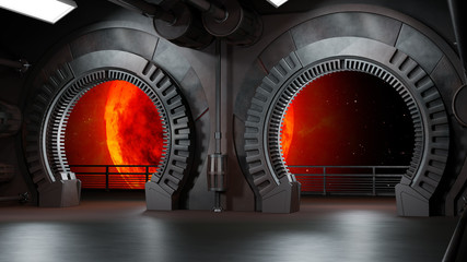 Wall Mural - Space environment, ready for comp of your characters.3D rendering