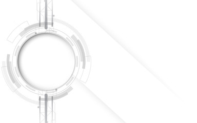 Wall Mural - grey white abstract technology background with various technology elements hi-tech communication con