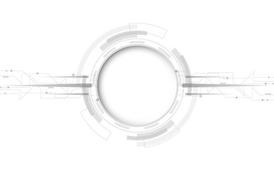 Wall Mural - grey white abstract technology background with various technology elements hi-tech communication con