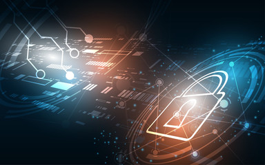 Security cyber digital concept Abstract technology background protect system innovation vector illustration