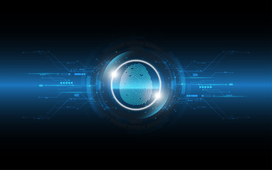 Security cyber digital concept fingerprint scan Abstract technology background protect system innovation vector illustration