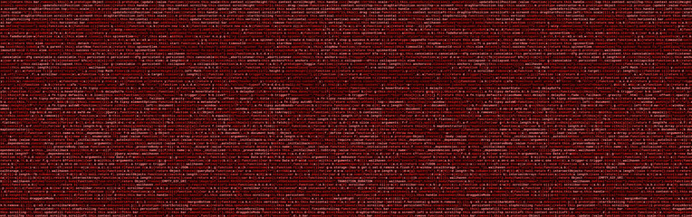 Writing programming code on laptop. Digital binary data on computer screen