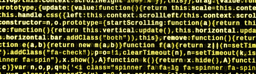 Computer program preview. Programming code typing. Information technology website coding standards for web design