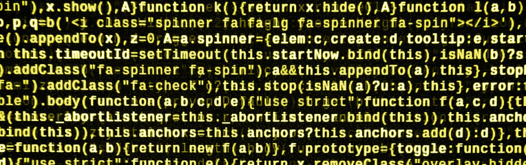 Computer program preview. Programming code typing. Information technology website coding standards for web design