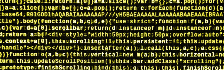 Computer program preview. Programming code typing. Information technology website coding standards for web design