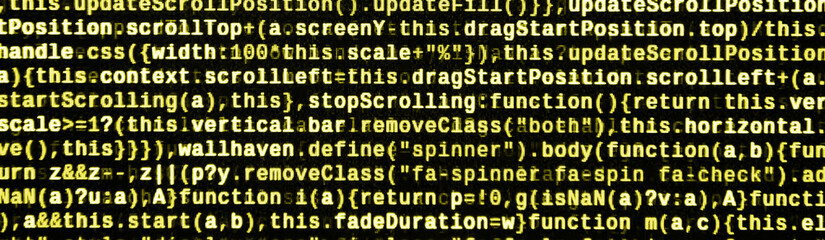 Computer program preview. Programming code typing. Information technology website coding standards for web design