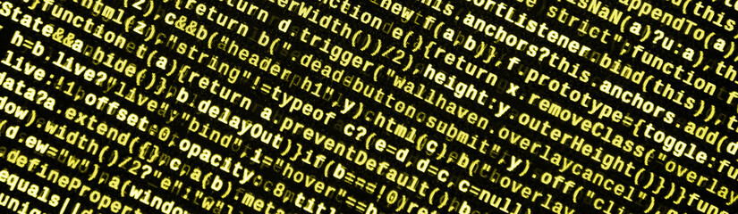Computer program preview. Programming code typing. Information technology website coding standards for web design
