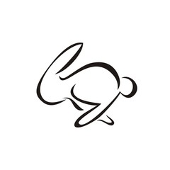 simple line art rabbit logo design. modern style. suitable for your business