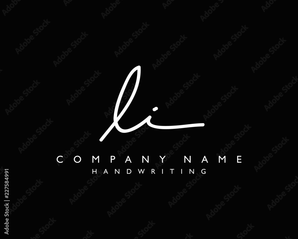L I Initial handwriting logo - obrazy, fototapety, plakaty 