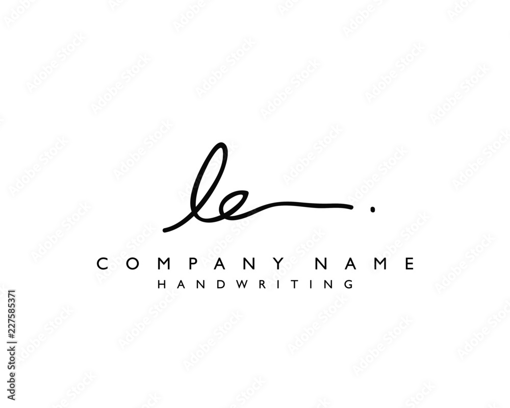 L E Initial handwriting logo - obrazy, fototapety, plakaty 