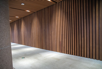 Corridor wood plank background material