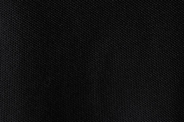 Wall Mural - Black fabric texture. Dark textile pattern background. Detail of cotton material.