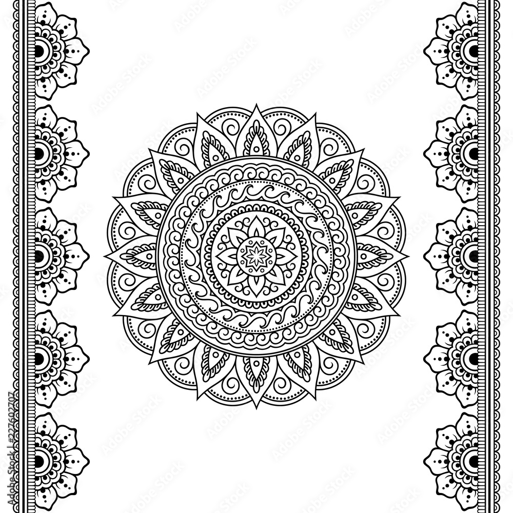 henna flower design drawing