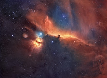 The Horsehead And Flame Nebula Hubble Space Telescope Palette