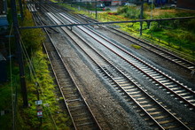 Spoorweg Lijn Bekabeling Electriciteits Kabels Hoogspanning Duif 