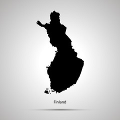 Wall Mural - Finland country map, simple black silhouette on gray