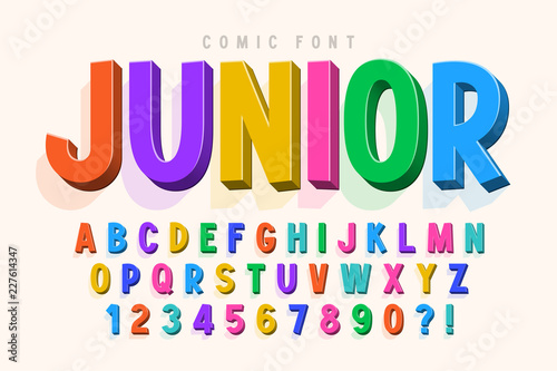 Fotografía Trendy 3d comical font design, colorful alphabet, typeface