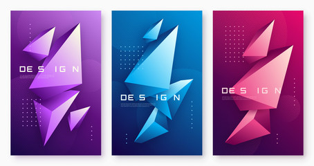 Wall Mural - vector abstract geometric backgrounds with 3d triangular shapes,