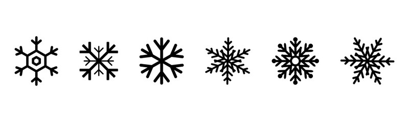 Wall Mural - set of black snowflakes icons. black snowflake. snowflakes template. snowflake winter. snowflakes ic