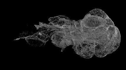 Poster - ....3d render abstract background with complex particle simulation. Twirl, curl and turbulence affect particles. Isolated metal object with details.