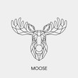 Geometric moose. Polygonal linear animal head. Vector illustration.