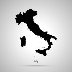 Wall Mural - Italy country map, simple black silhouette on gray