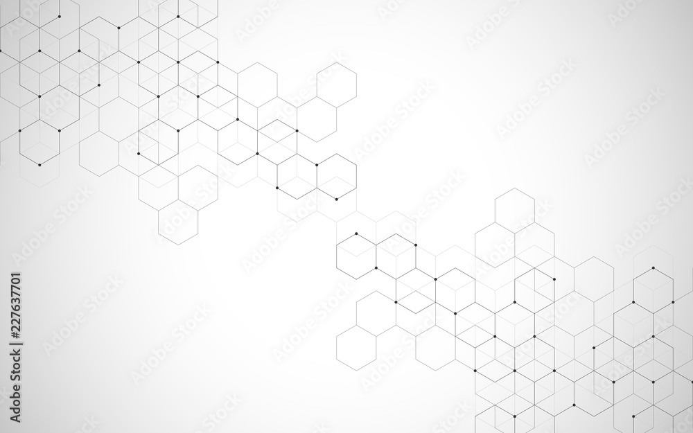 Hexagons pattern. Geometric abstract background with simple hexagonal ...