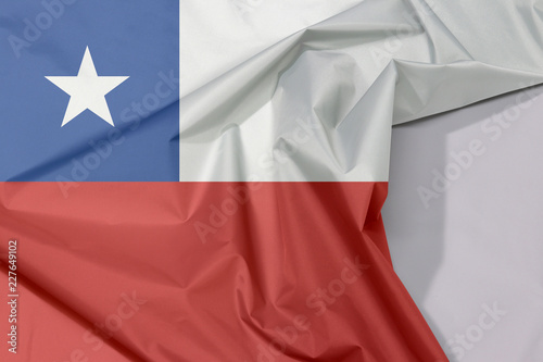 Chile Fabric Flag Crepe And Crease With White Space A Horizontal