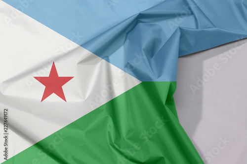 Djibouti Fabric Flag Crepe And Crease With White Space A