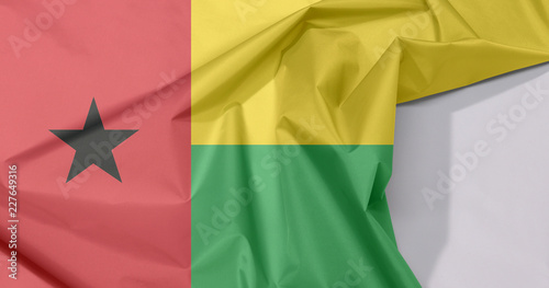 Guinea Bissau Fabric Flag Crepe And Crease With White Space
