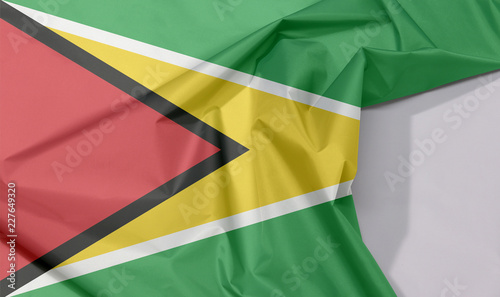 Guyana Fabric Flag Crepe And Crease With White Space A Green