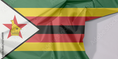 Zimbabwe Fabric Flag Crepe And Crease With White Space Seven