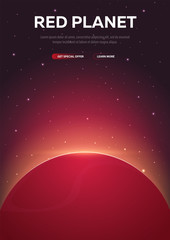 Wall Mural - red planet, mars. astronomical galaxy space background. vector illustration.
