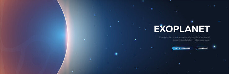 exoplanet. astronomical galaxy space background. vector illustration.