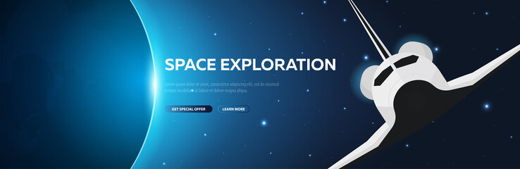 Wall Mural - space exploration. shuttle. astronomical galaxy space background. vector illustration.