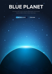 Wall Mural - blue planet, earth. astronomical galaxy space background. vector illustration.