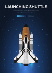 Wall Mural - space shuttle. astronomical galaxy space background. vector illustration.