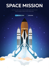Wall Mural - space mission. space shuttle. astronomical galaxy space background. vector illustration.