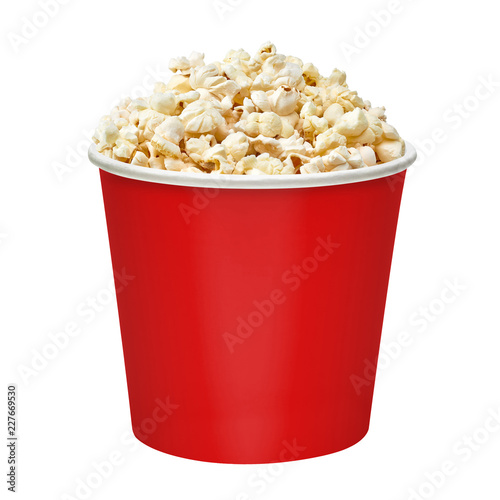 Download Popcorn In Striped Paper Or Carton Bucket Mockup Or Mock Up Template Isolated On White Background Stock Photo Adobe Stock