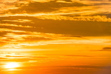 Orange Sunset Sky With Clouds For Nature Background