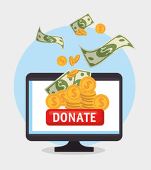 Poster - computer with charity donation online