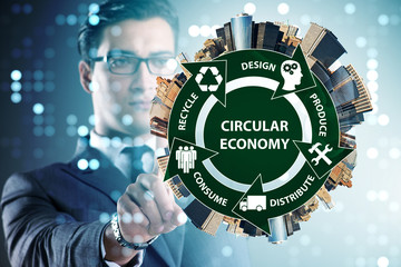 Poster - Concept of circular economy with businessman