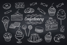 Set Confectionery And Sweets Icons