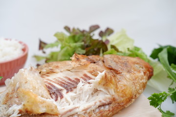 Poster - grilled fish with salt