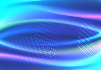 Poster - Blue color waves and geometric abstract background design. vector illustration